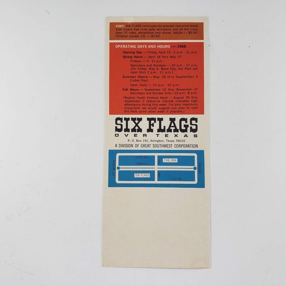 Vintage Six Flags Over Texas Brochure Pamphlet Dallas Fort Worth 1966 - Picture 2 of 5